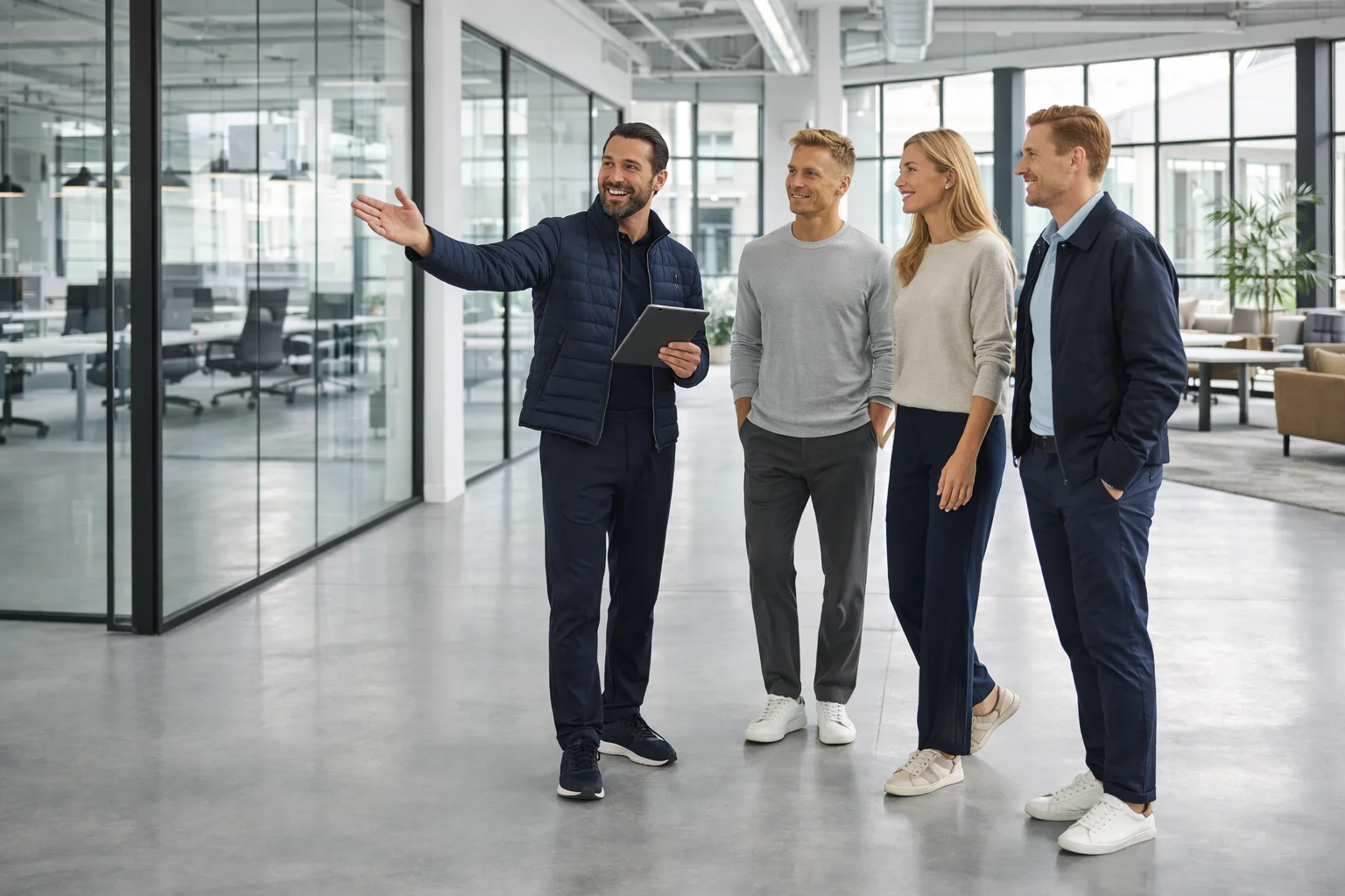 Corporate team working in Alicante business space